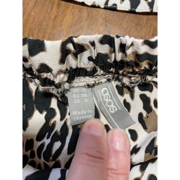 ASOS Leopard Print Satin Tank Shorts Pajama Set Leopard Cheetah Animal Print 6 - Picture 4 of 9